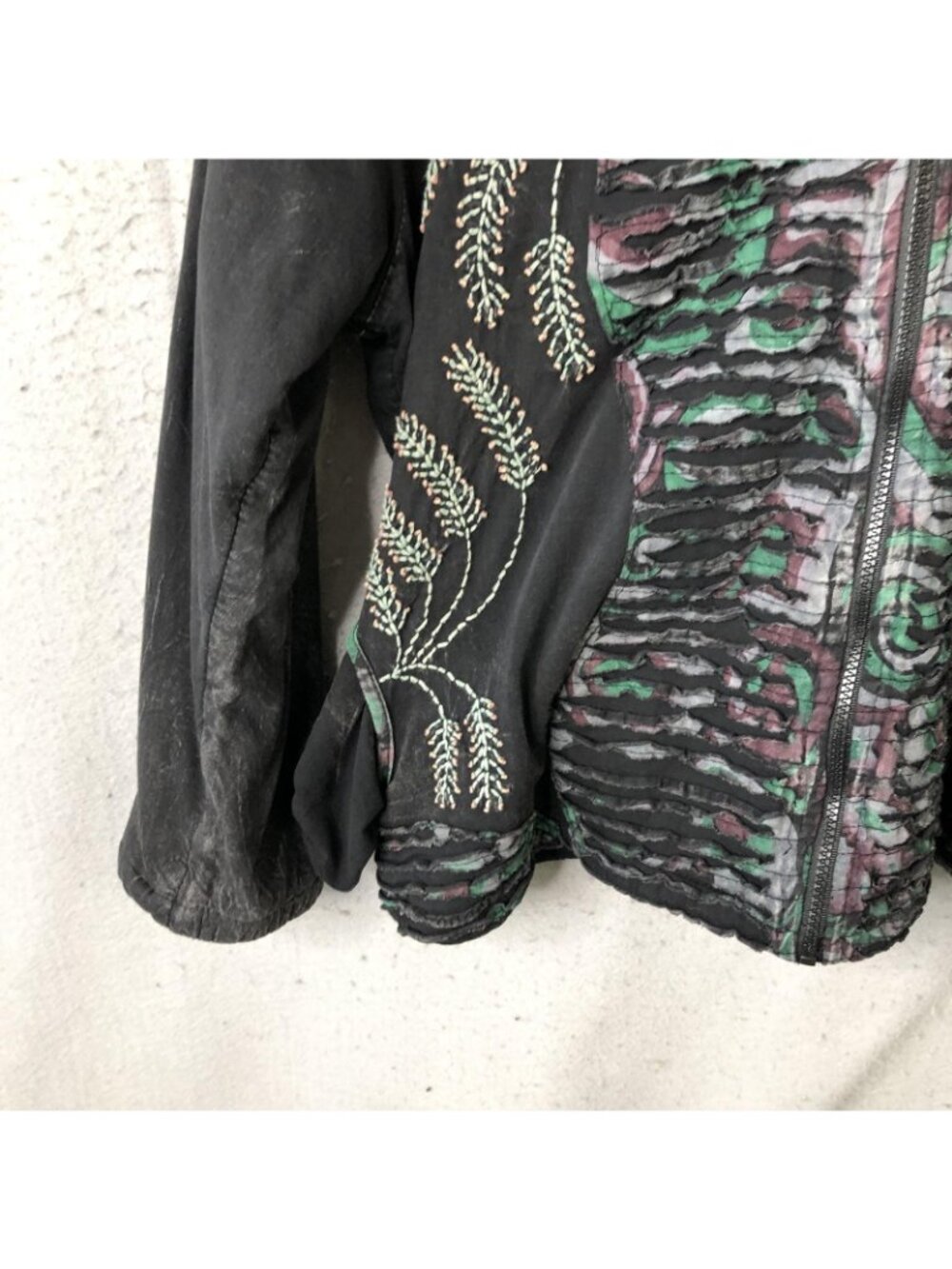 Windhorse Jacket Womens XXL Black Hooded Embroidered Floral Boho Cotton Nepal - Picture 8 of 13